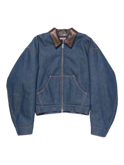 Acne Studios Men Denim Jacket With Contrasting Collar In Blue