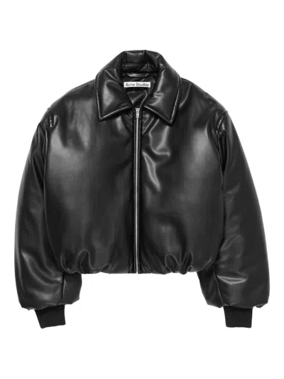 Acne Studios Women Bomber Giacca Pelle In Black