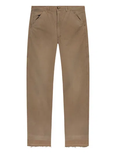 Maison Margiela Herringbone Pattern Straight Leg Trousers In Brown