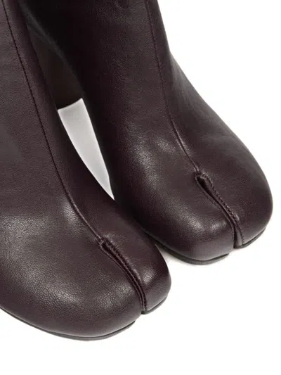 Maison Margiela Tabi High Heels Ankle Boots In Brown Leather In Brown