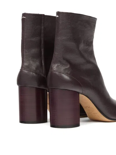 Maison Margiela Tabi High Heels Ankle Boots In Brown Leather In Brown
