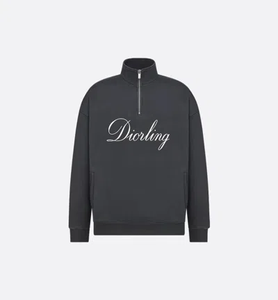 Dior Ling Sweatshirt With Zip On The Collar In Black