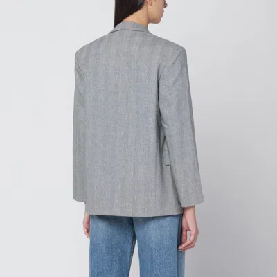 Anine Bing Quinn Herringbone Blazer Front Pockets In Gray