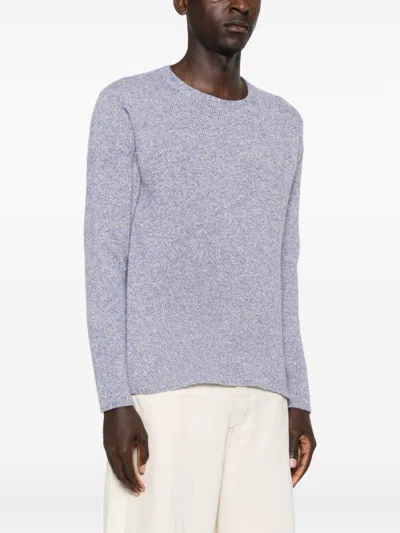Auralee Textured Wool Silk Blend Crewneck Sweater In Purple