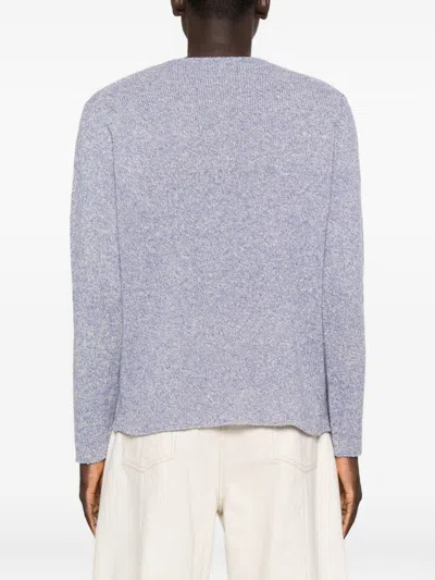 Auralee Textured Wool Silk Blend Crewneck Sweater In Purple