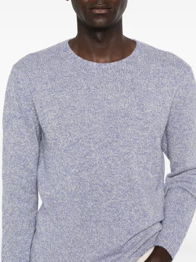 Auralee Textured Wool Silk Blend Crewneck Sweater In Purple