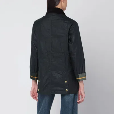 Barbour Dark Green Modern Beadnell Jacket In Waxed Cotton In Black