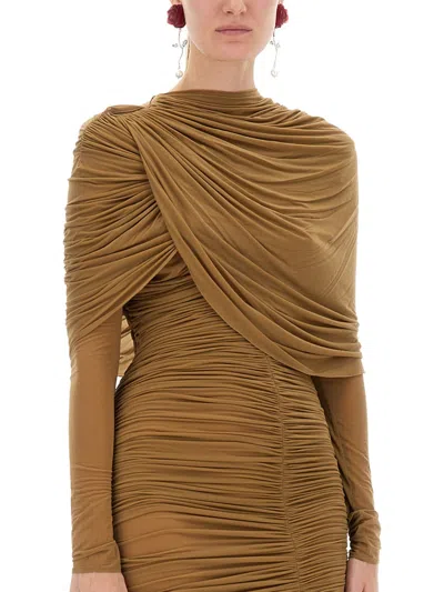Magda Butrym Dress 17 In Taupe Polyamide Polyester In Brown