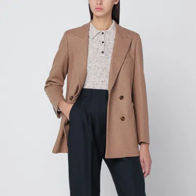 Blazé Milano Cholita Blazer In Wool And Cashmere Camel Color In Gold