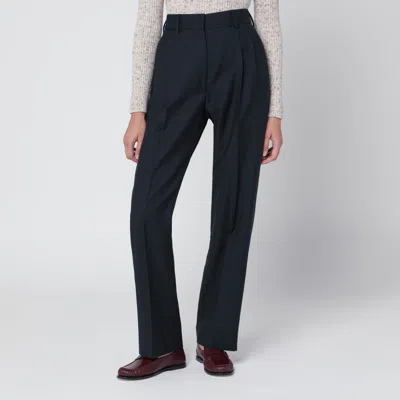 Blazé Milano First Class Pants In Navy Blue Wool And Mohair In Burgundy