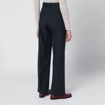 Blazé Milano First Class Pants In Navy Blue Wool And Mohair In Burgundy