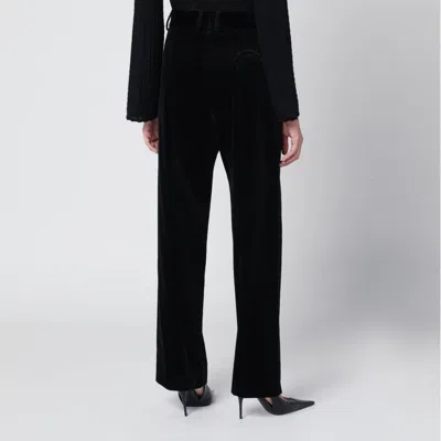 Blazé Milano Velvet Pleated Trousers With Belt Loops In Black