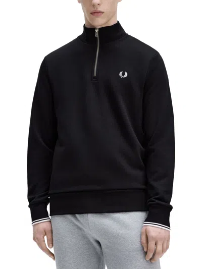 Fred Perry Half Zipper Sweatshirt In Black