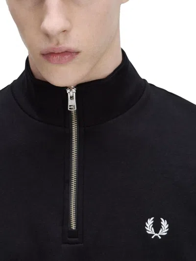Fred Perry Half Zipper Sweatshirt In Black