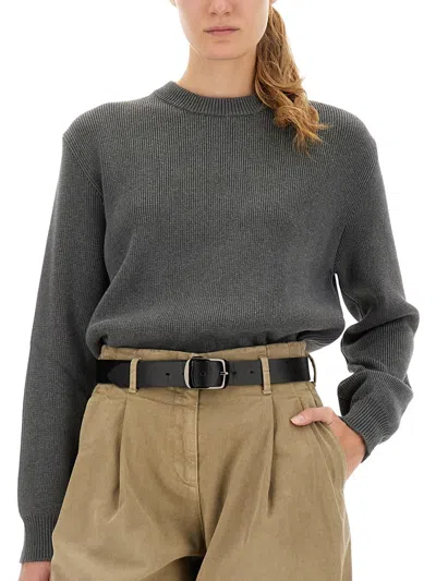 Golden Goose Deluxe Brand Charcoal Stretch Cotton Blend Dany Sweater In Gray