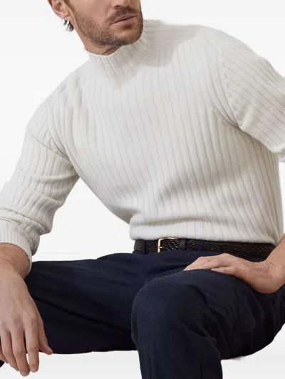 Brunello Cucinelli Men Cashmere Turtle Neck Jumper In White
