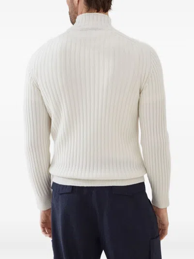 Brunello Cucinelli Men Cashmere Turtle Neck Jumper In White