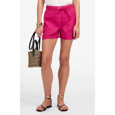 Madewell Drawstring Linen Shorts In Pink
