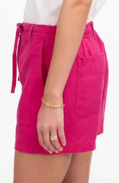 Madewell Drawstring Linen Shorts In Pink