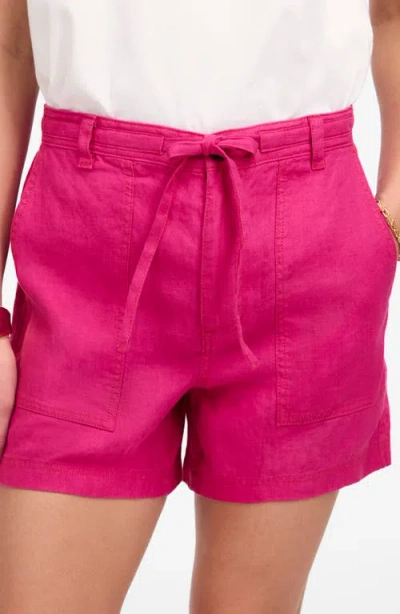 Madewell Drawstring Linen Shorts In Pink