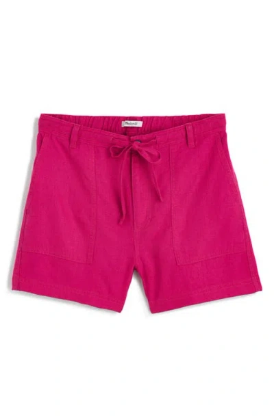 Madewell Drawstring Linen Shorts In Pink