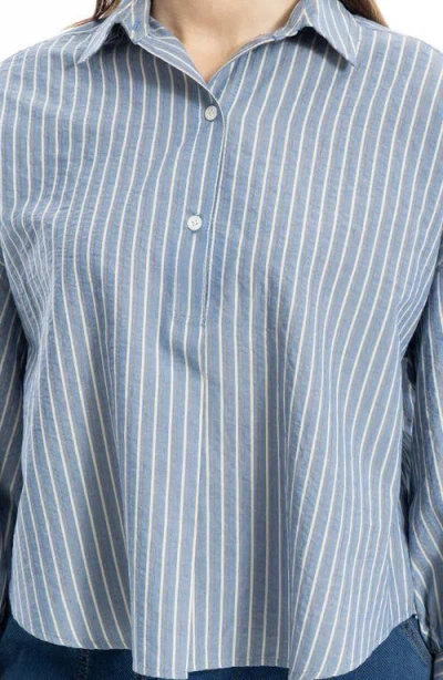 Max Studio Three-quarter Sleeve Top In Blue