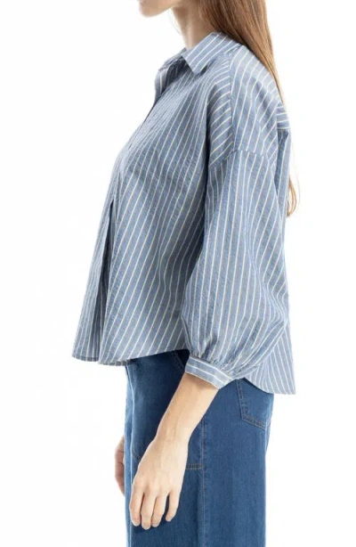 Max Studio Three-quarter Sleeve Top In Blue