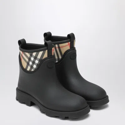 Burberry Marsh Stamp Rubber Ankle Boots In Black