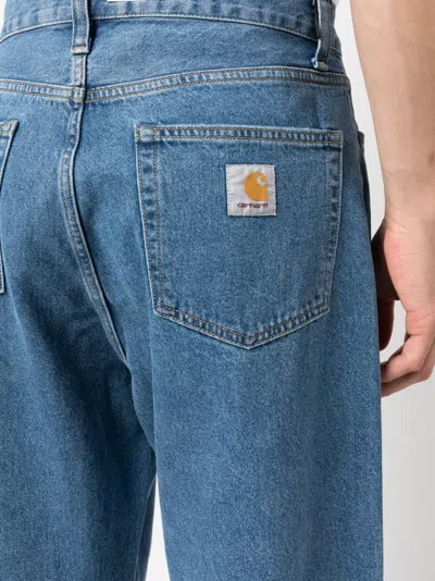 Carhartt Straight Leg Denim Trousers With Belt Loops In Blue