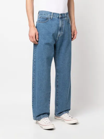 Carhartt Straight Leg Denim Trousers With Belt Loops In Blue