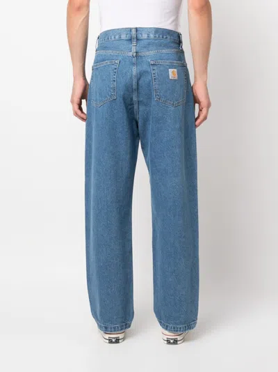 Carhartt Straight Leg Denim Trousers With Belt Loops In Blue