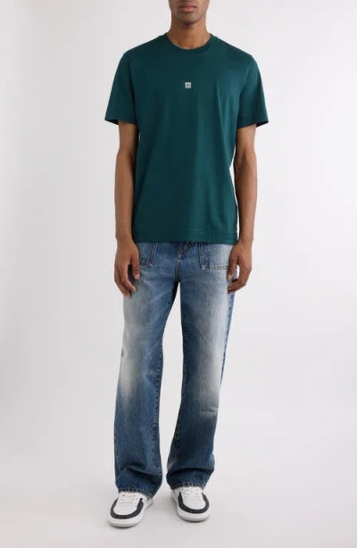 Givenchy 4g Embroidered Short-sleeved T-shirt In Fir Green