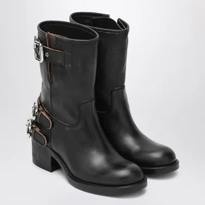 Chloé Dakota Brushed Leather Ankle Boots In Black