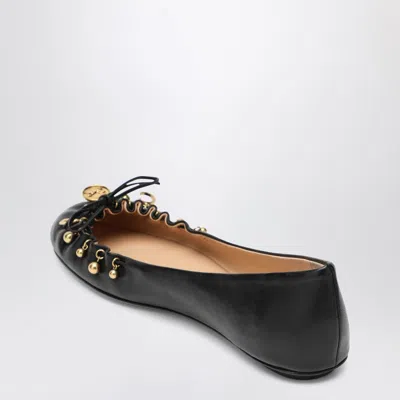Chloé Bow Ballerinas Gold-tone Embellishments In Black