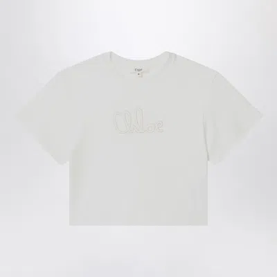 Chloé White T Shirt With Embroidered Logo In White