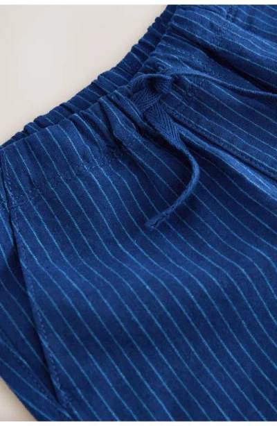 Next Kids' Stripe Linen & Cotton Drawstring Shorts In Blue