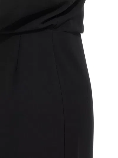 Max Mara Asymmetric Neckline Draped Floor-length Dress In Black