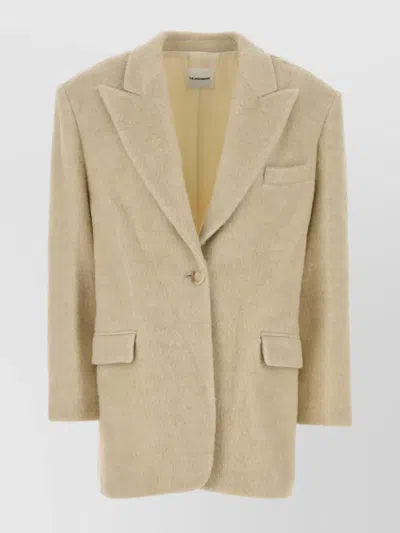 The Andamane Tailored Blend Coat Featuring Notched Lapels In Neutral