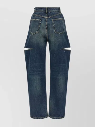 Maison Margiela High-waisted Black Denim Jeans With Relaxed Straight-leg Fit In Blue