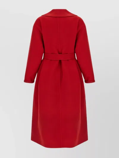Fabiana Filippi Long Cashmere Wool Coat Belted At Waist In Red