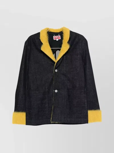 Kenzo Crewneck Jacket With Notched Lapels And Pockets In Black