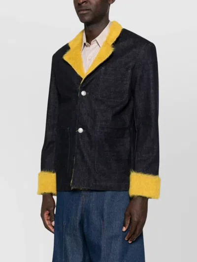 Kenzo Crewneck Jacket With Notched Lapels And Pockets In Black