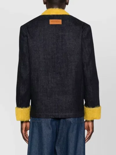 Kenzo Crewneck Jacket With Notched Lapels And Pockets In Black