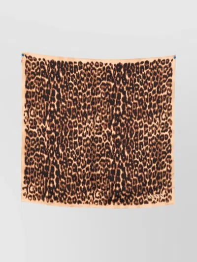 Lanvin Lightweight Rectangular Leopard Print Scarf In Multi