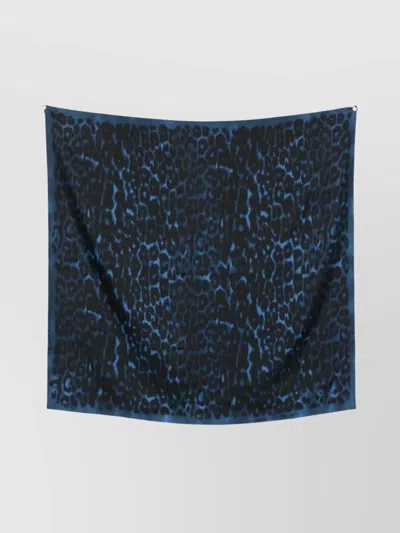 Lanvin Animal Print Rectangular Scarf Lightweight Fabric In Blue