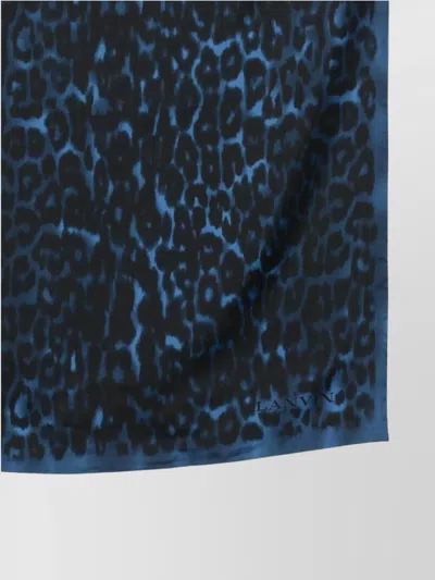 Lanvin Animal Print Rectangular Scarf Lightweight Fabric In Blue