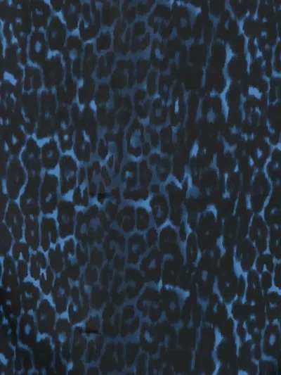 Lanvin Animal Print Rectangular Scarf Lightweight Fabric In Blue