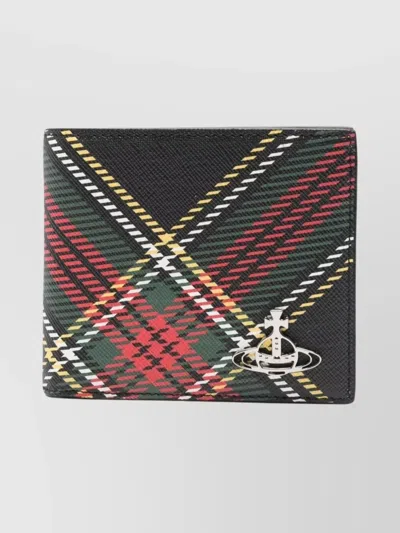 Vivienne Westwood Bi-fold Wallet With Tartan Plaid Design In Multi