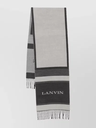 Lanvin Two-tone Rectangular Scarf Fringed Edges In Multi