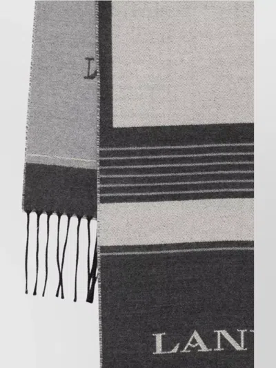 Lanvin Two-tone Rectangular Scarf Fringed Edges In Multi
